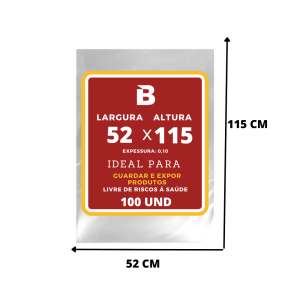 SACO PLASTICO SANFONADO 52X115 X 0,10 – COM 100 UND – EMPLAV