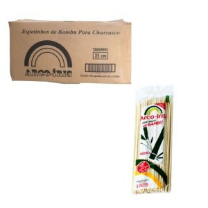 ESPETO DE BAMBU 25 CM CAIXA COM 100 PACOTES – ARCO IRIS