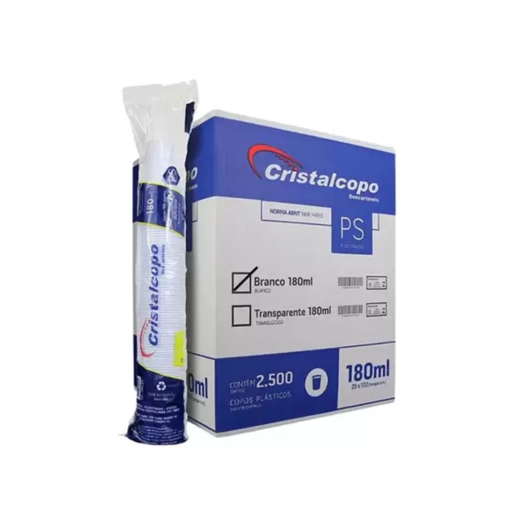 COPO 180ML BRANCO COM 2500 UNIDADES – CRISTALCOPO