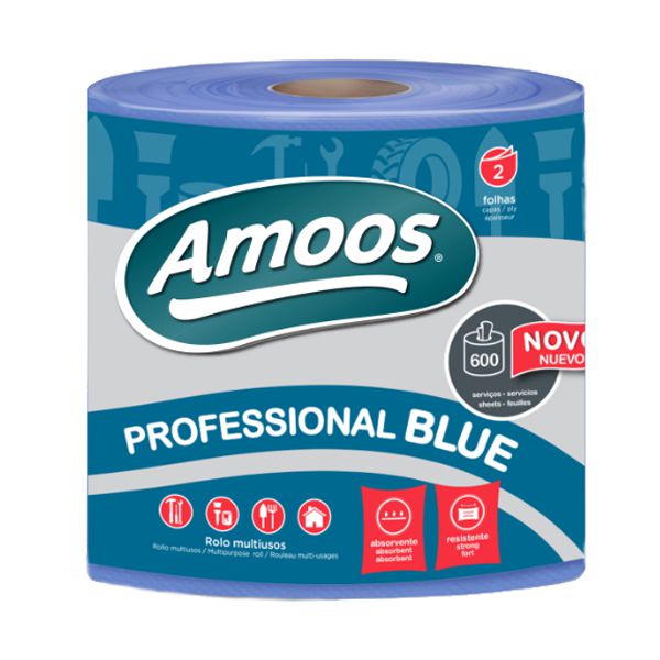 Rolo de toalhas de mão azul 133mt x 23,4cm 2 folhas Amoos Professional Blue (pack 3) - Image 2